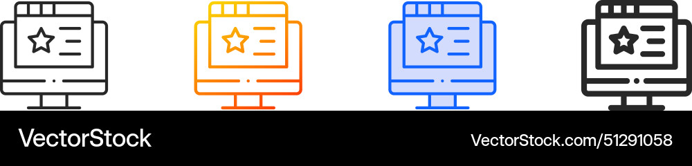 Browser iconthin linear gradient blue stroke Vector Image
