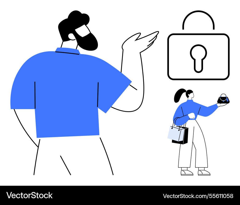 Conceptual image of data security with people Conceptual image of data security with people Vector Image