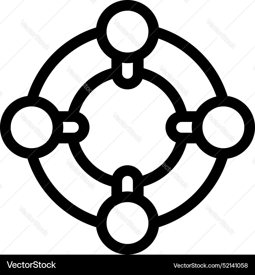 Four nodes connecting in circular network diagram Four nodes connecting in circular network diagram vector image