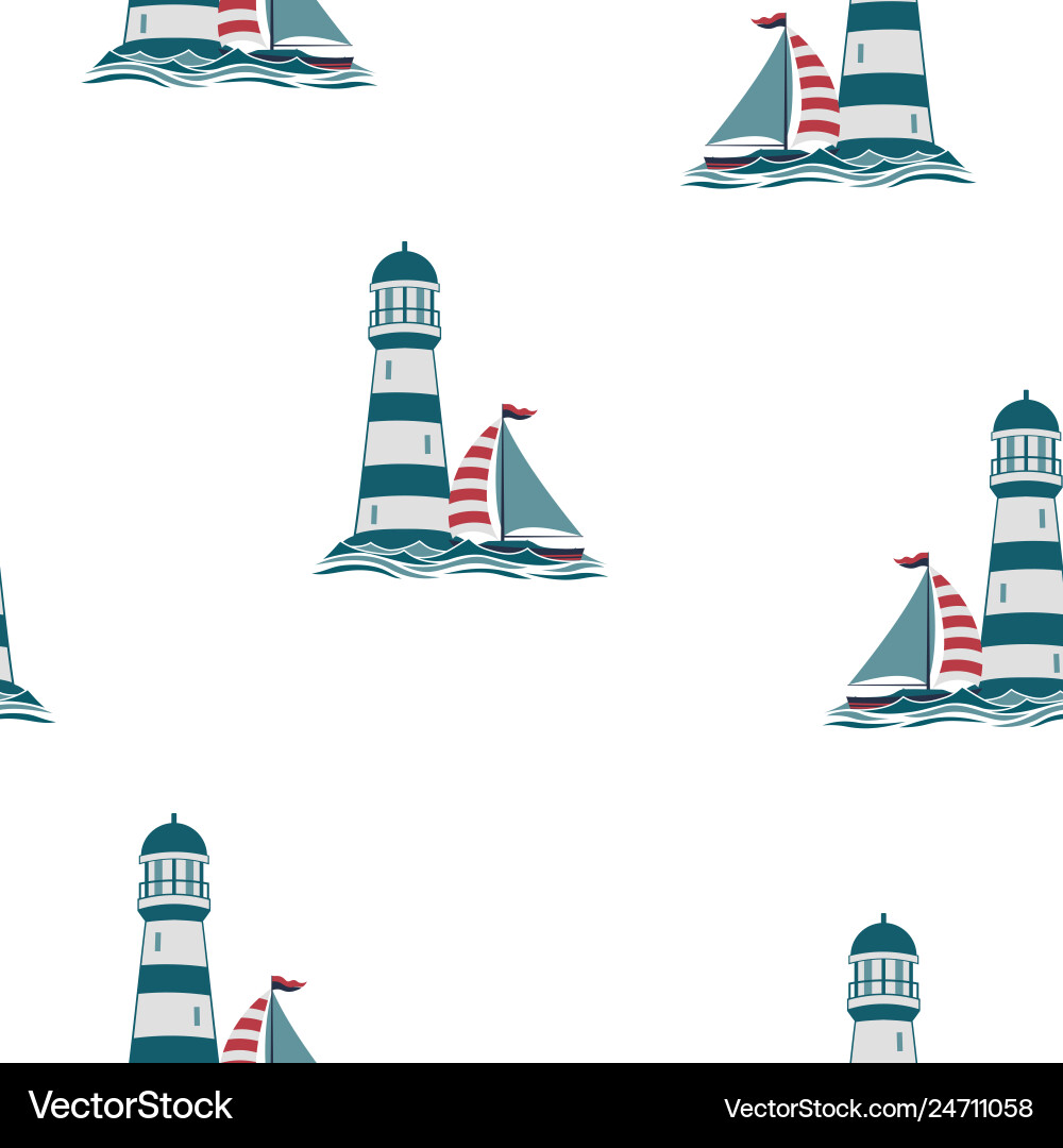 Lighthouse Nautical Pattern vector image