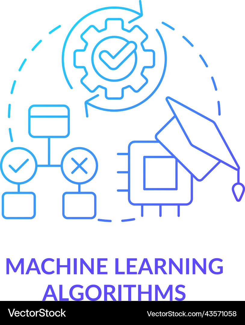 Machine learning algorithms blue gradient concept Machine learning algorithms blue gradient concept vector image