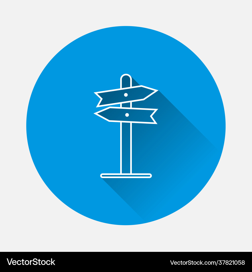 Pointer direction icon on blue background flat Pointer direction icon on blue background flat Vector Image