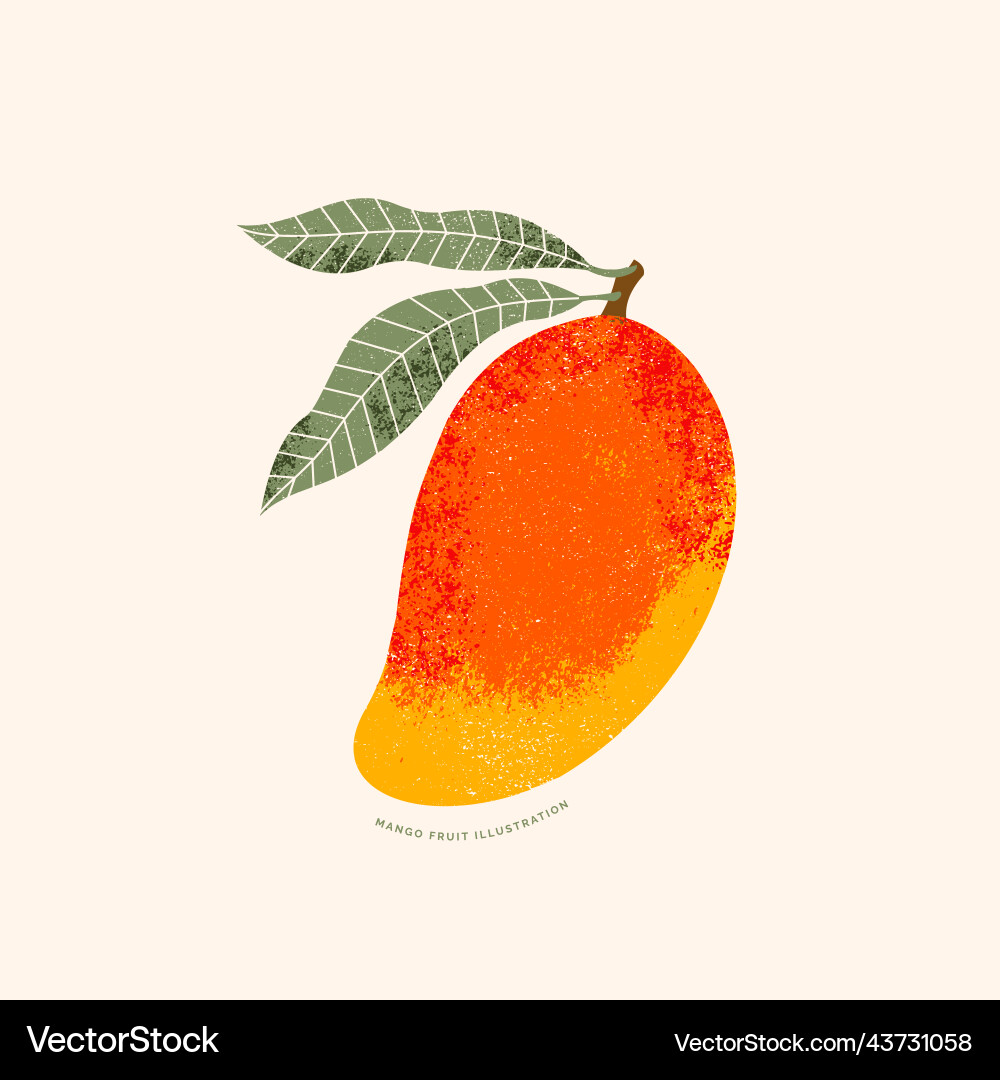 Ripe Mango Fruit Vintage Vektorbild