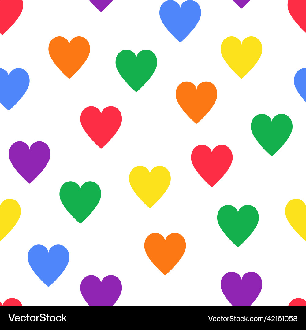 Seamless pattern with lgbt rainbow colored hearts vector image