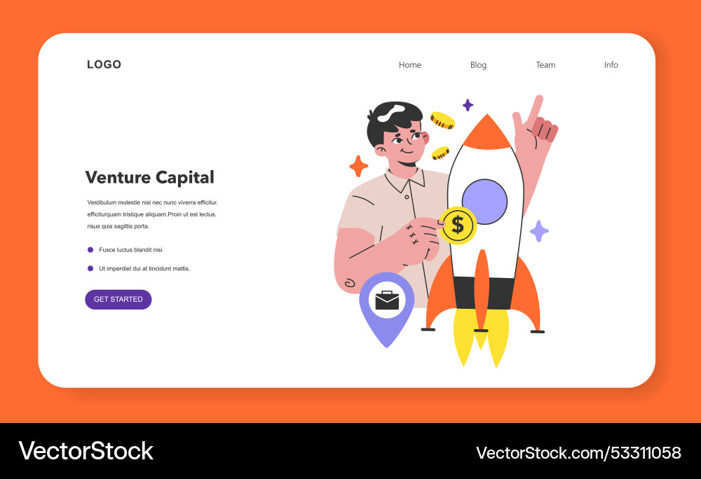 Venture capital web banner or landing page young Venture capital web banner or landing page young vector image