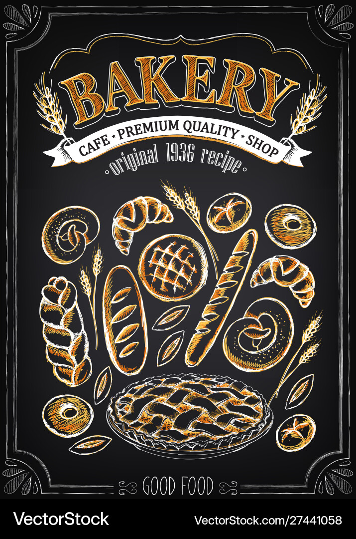 Vintage Bakery Chalk Sketch Vector Image