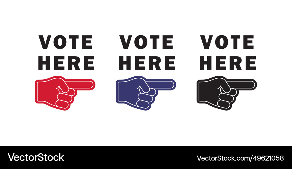 Vote here pointers us election and voting Vote here pointers us election and voting Vector Image