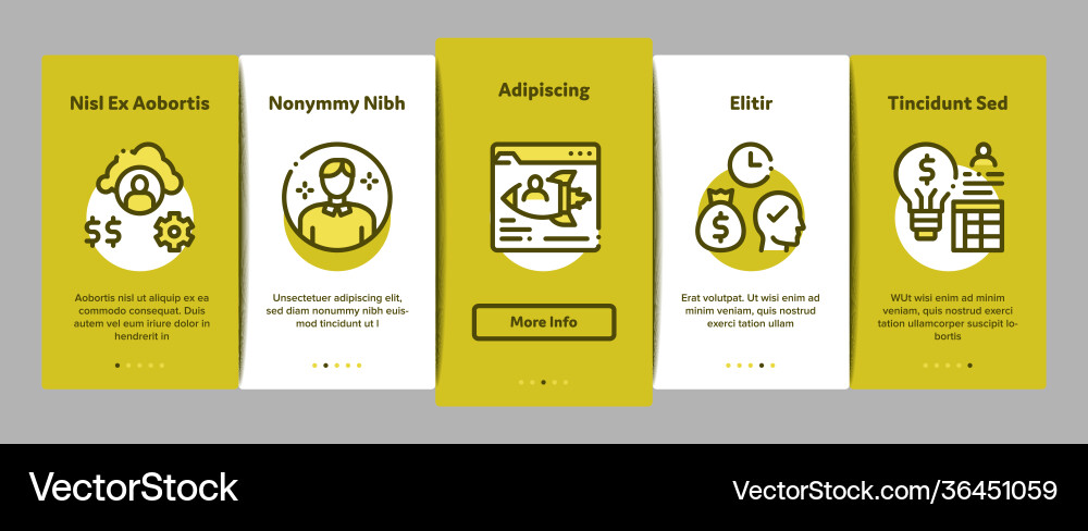 Account manager work onboarding elements icons set Account manager work onboarding elements icons set vector image