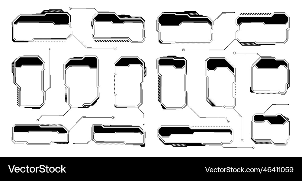 Black futuristic hud or ui elements sci-fi user Black futuristic hud or ui elements sci-fi user vector image