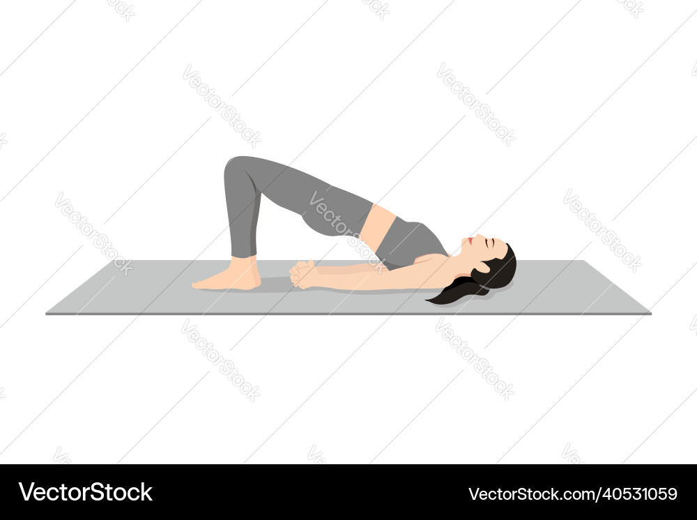 Bridge pose variation bound hands setubandha Bridge pose variation bound hands setubandha Vector Image
