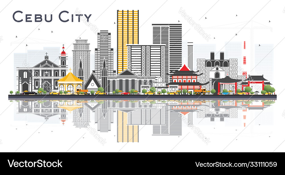 Cebu Stadt Philippinen Skyline mit grauen Gebäuden Cebu Stadt Philippinen Skyline mit grauen Gebäuden vektorbild