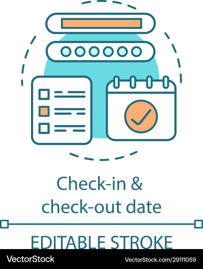 Check-in and check-out term concept icon Check-in and check-out term concept icon vector image