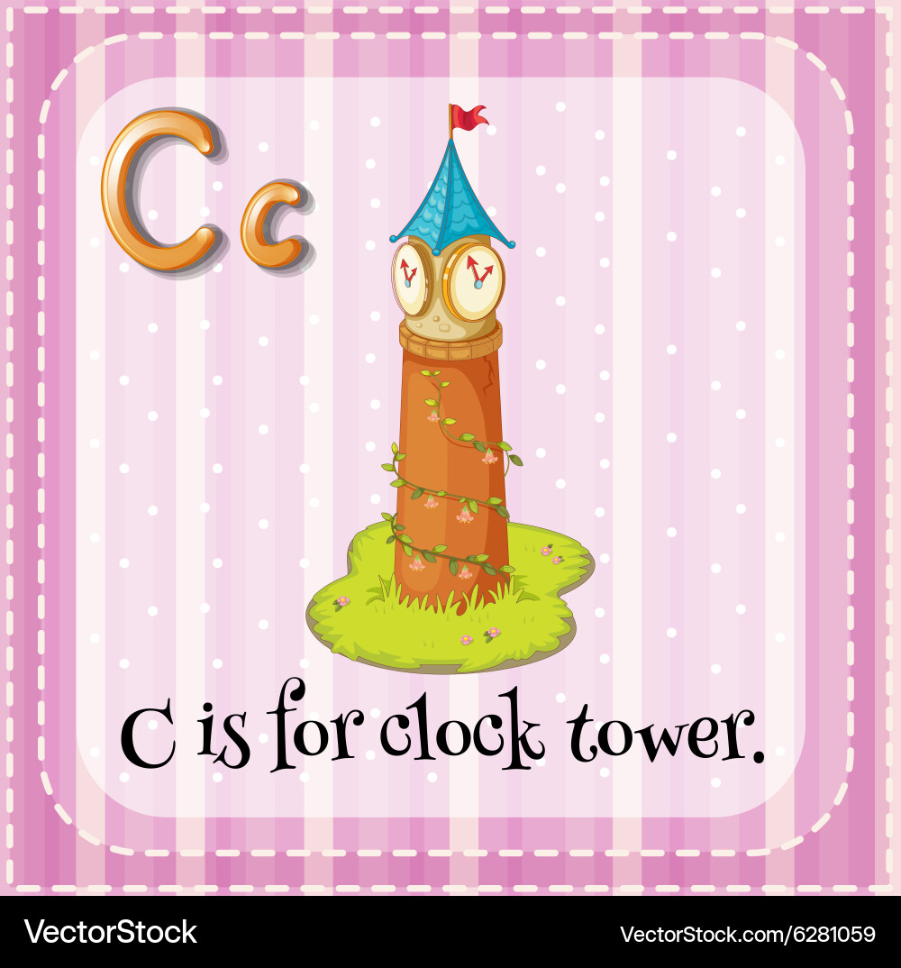 Flashcard c is for clock tower vector image