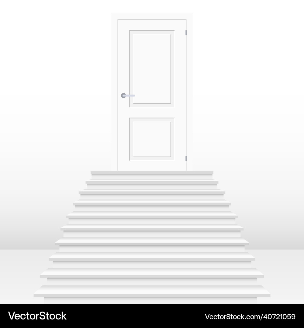 Gerade Treppe führt zu geschlossener Tür Gerade Treppe führt zu geschlossener Tür vektorbild