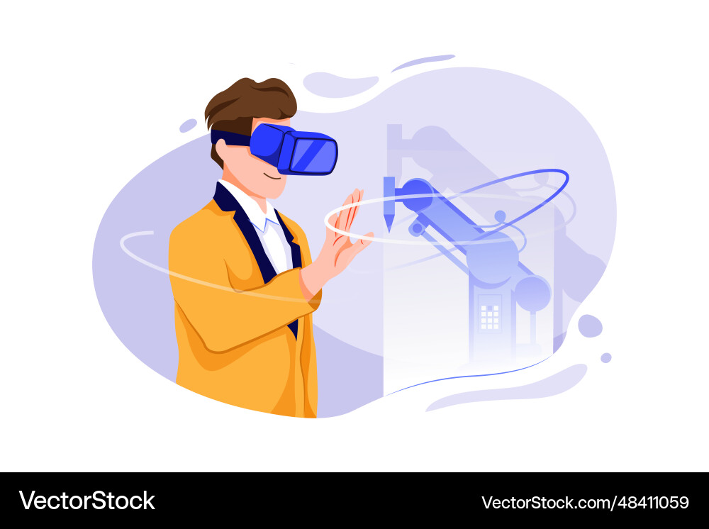 Machine operating with vr technologies Machine operating with vr technologies Vector Image