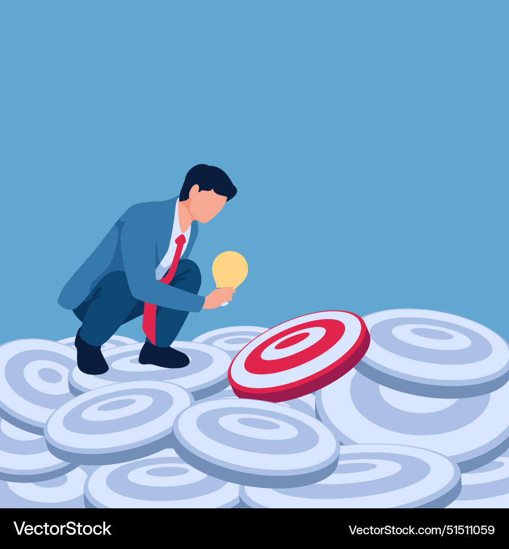 Man carrying lamp selecting suitable target Vector Image