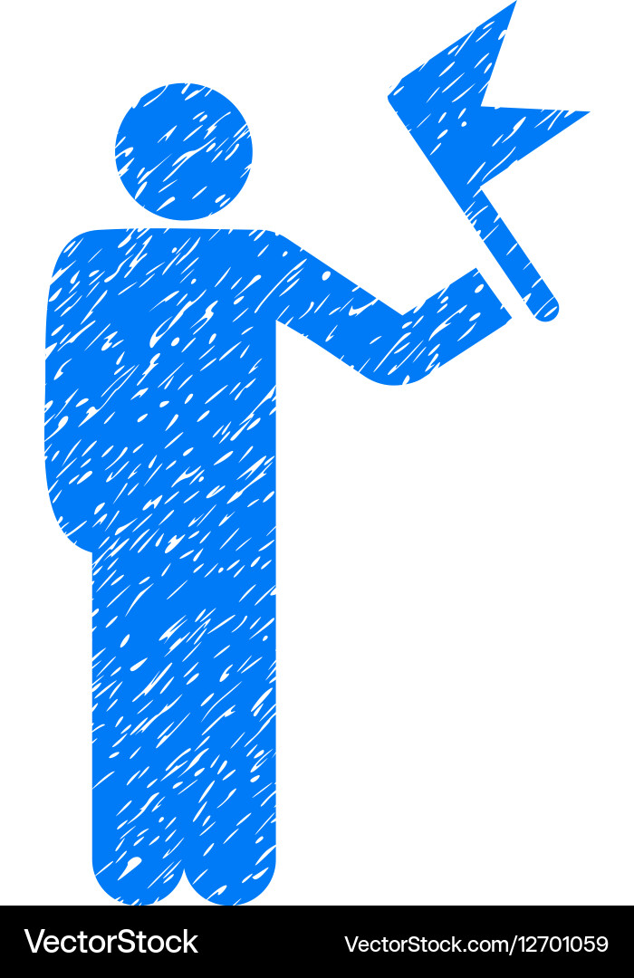 Man with flag grainy texture icon Vector Image