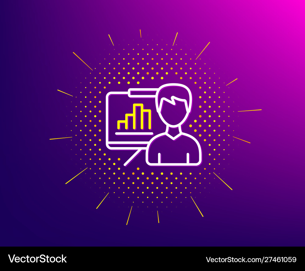 Presentation board line icon column graph sign Presentation board line icon column graph sign vector image