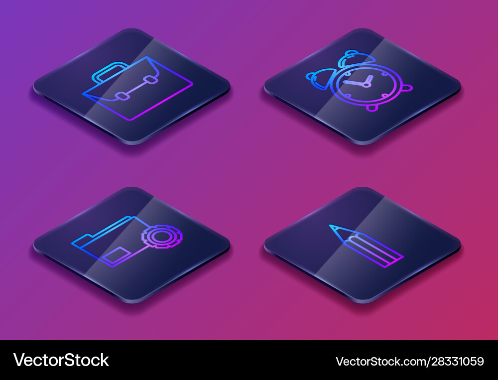 Set isometric line briefcase folder settings Set isometric line briefcase folder settings vector image