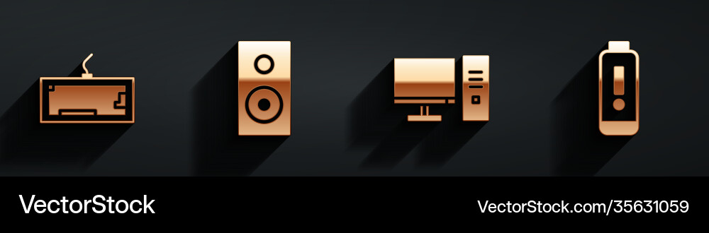 Set keyboard stereo speaker computer monitor Set keyboard stereo speaker computer monitor vector image