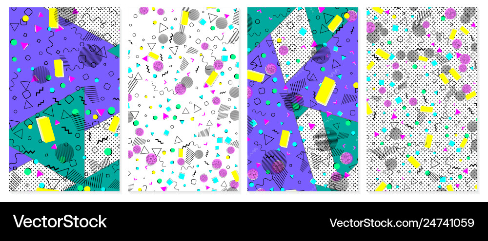 Set memphis pattern pop art color background Set memphis pattern pop art color background vector image