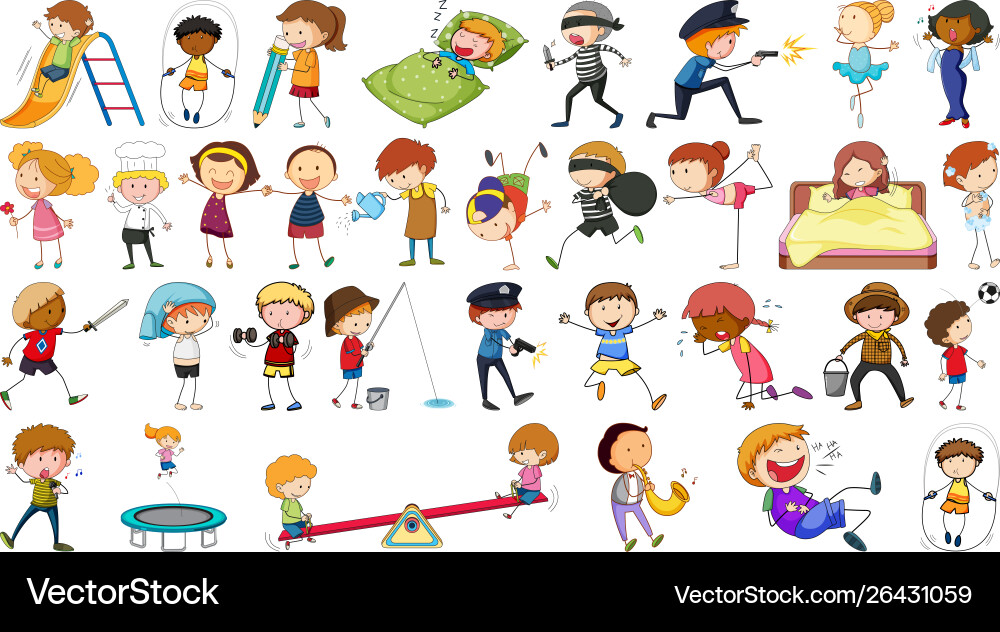Set simple characters vector image