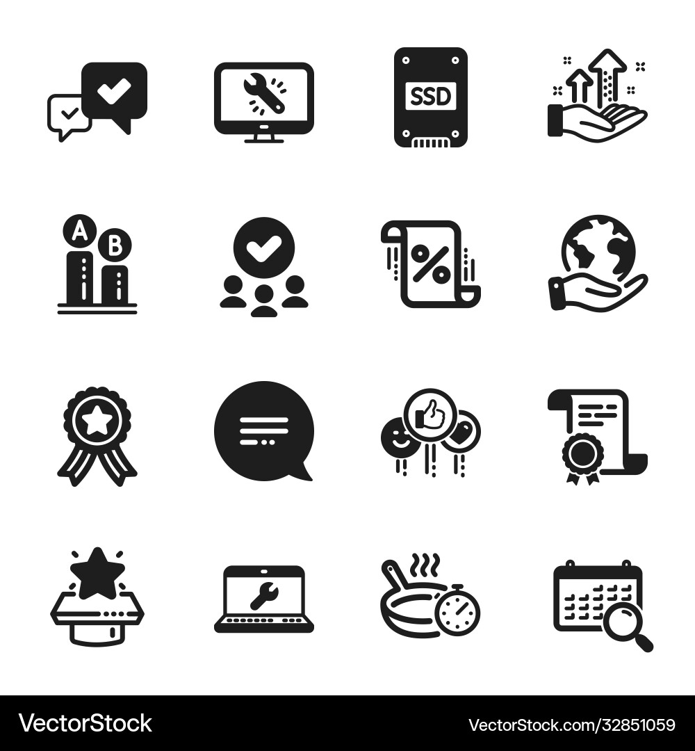 Set technology icons such as analysis graph Set technology icons such as analysis graph Vector Image