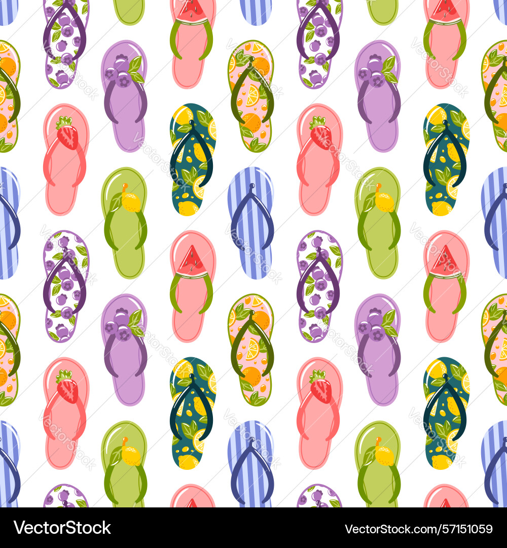 This seamless pattern features vibrant flip-flops This seamless pattern features vibrant flip-flops Vector Image