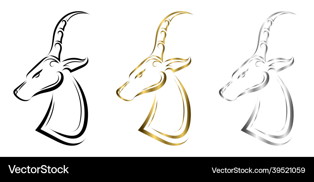 Three color black gold and silver line art Three color black gold and silver line art vector image