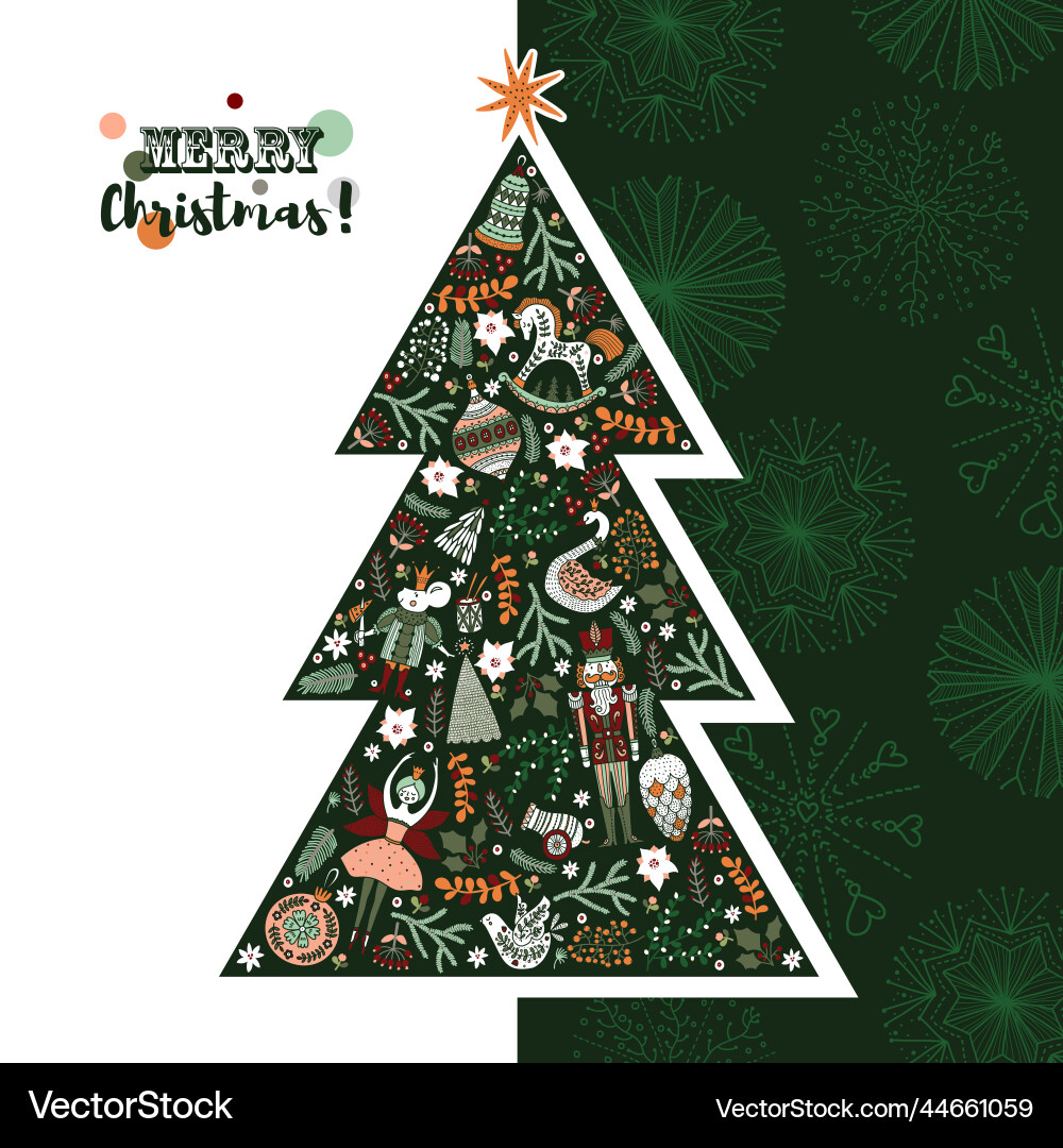 Weihnachtsbaum mit Spielzeug aus der Ballettmutterkracke Weihnachtsbaum mit Spielzeug aus der Ballettmutterkracke vektorbild