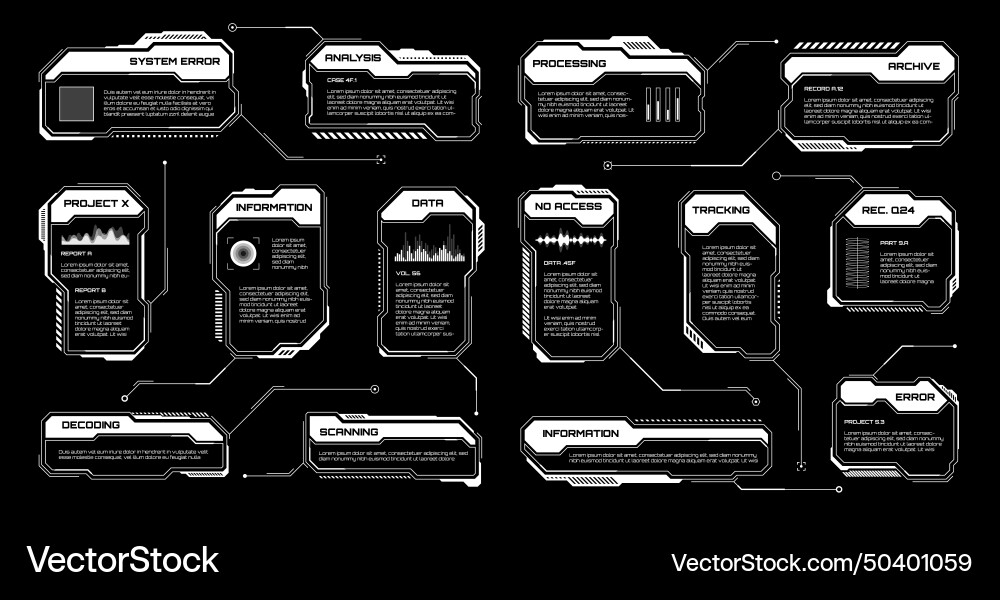 White futuristic hud ui elements sci-fi user Vector Image