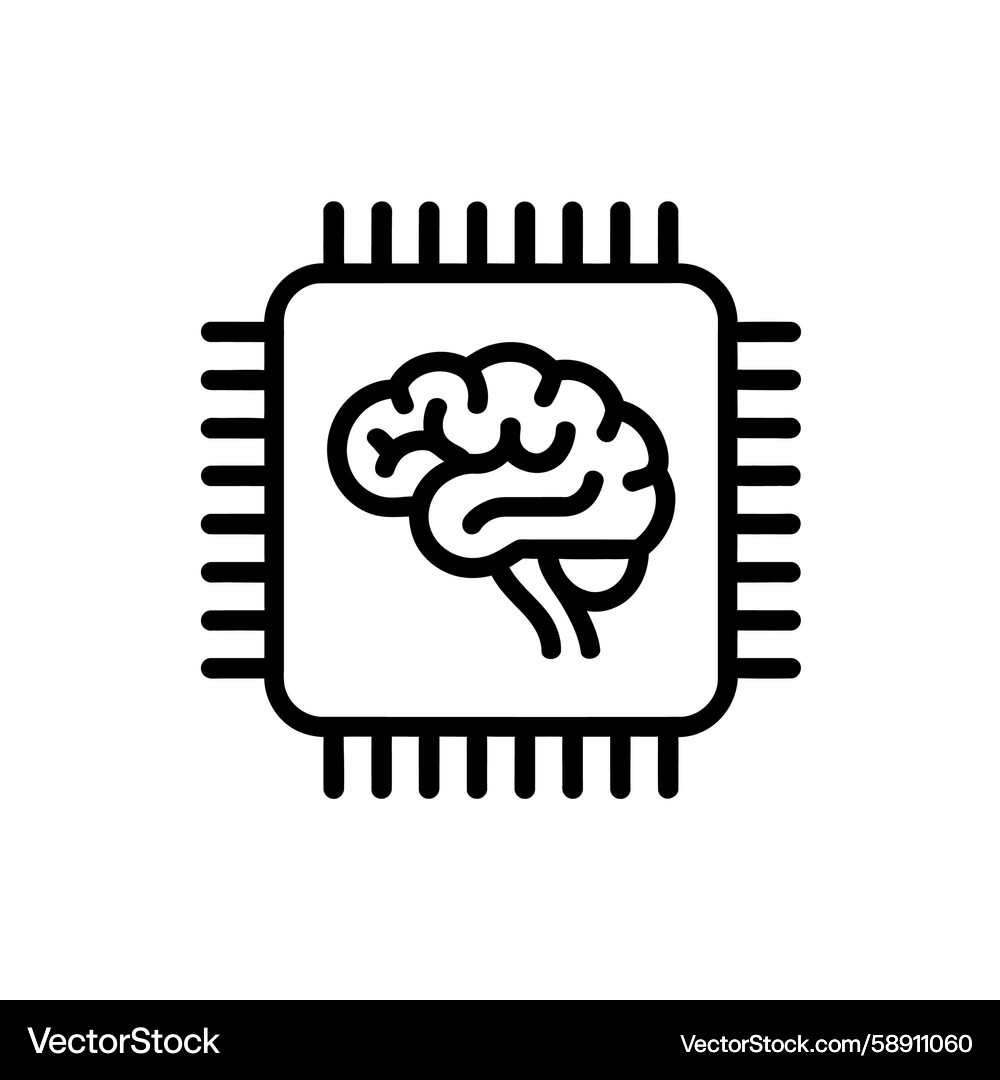 AI Microchip Neural Network Vector Image
