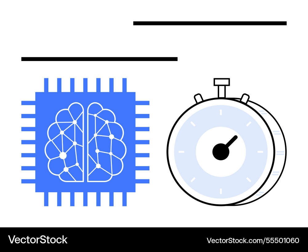 Ai processor and stopwatch representing speed Ai processor and stopwatch representing speed vector image