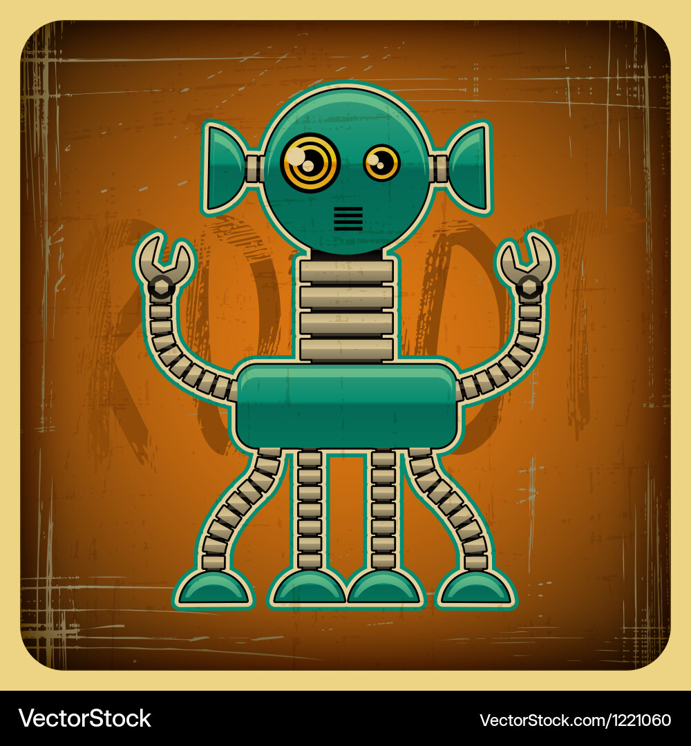 Card in retro style with the robot Vector Image