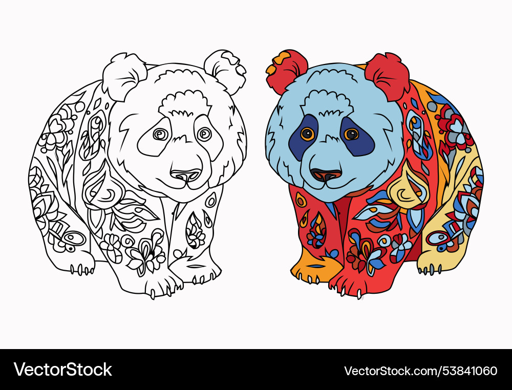 Collection of two stylized pandas Collection of two stylized pandas vector image