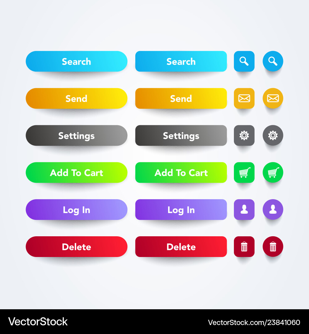 Colorful Web App Buttons & Icons vector image