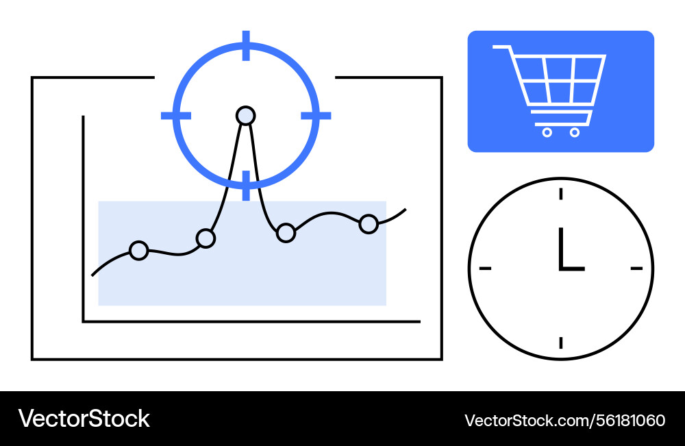 Data analytics with cart tracking target goals Data analytics with cart tracking target goals vector image