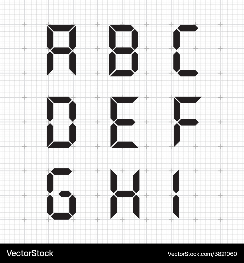 Digital Grid Font Set vector image