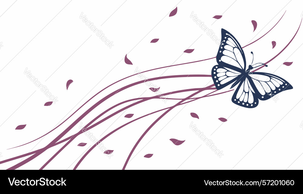 Dynamic butterfly with flowing swirl elements Vector Image