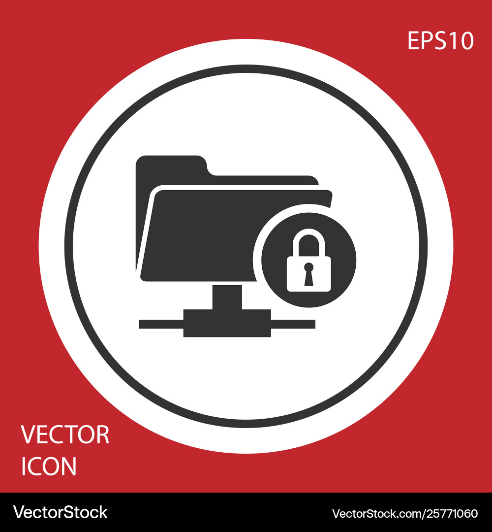 Grey ftp folder and lock icon isolated on red Vector Image