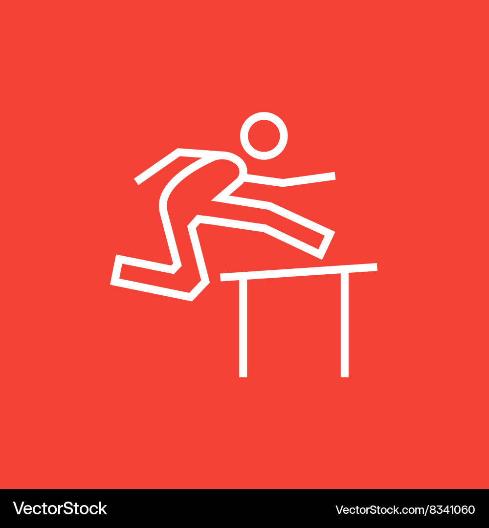 Man running over barrier line icon Vector Image