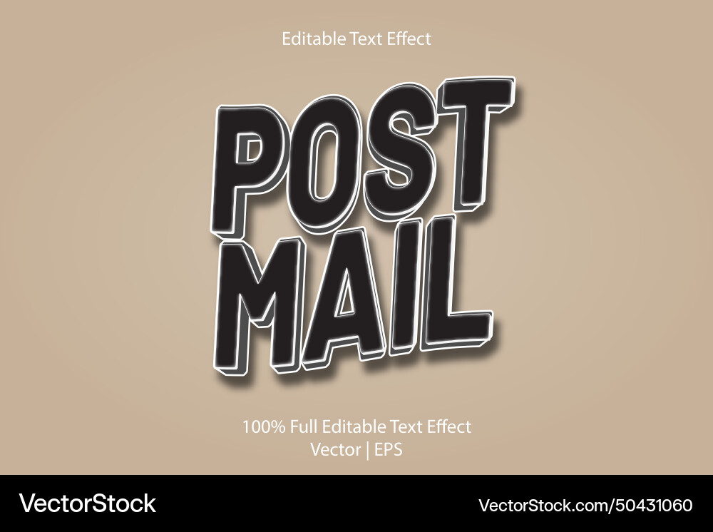 Post mail editable text effect 3 dimension emboss Vector Image