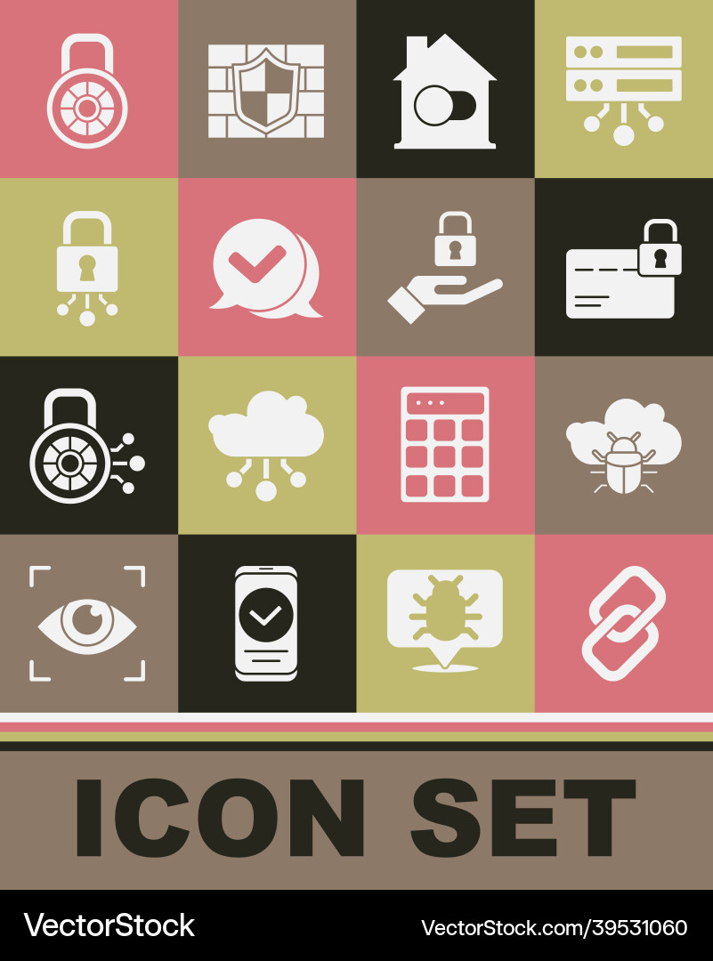 Set chain link system bug on cloud credit card Set chain link system bug on cloud credit card vector image