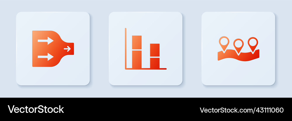 Set graph chart diagram arrow and location vector image