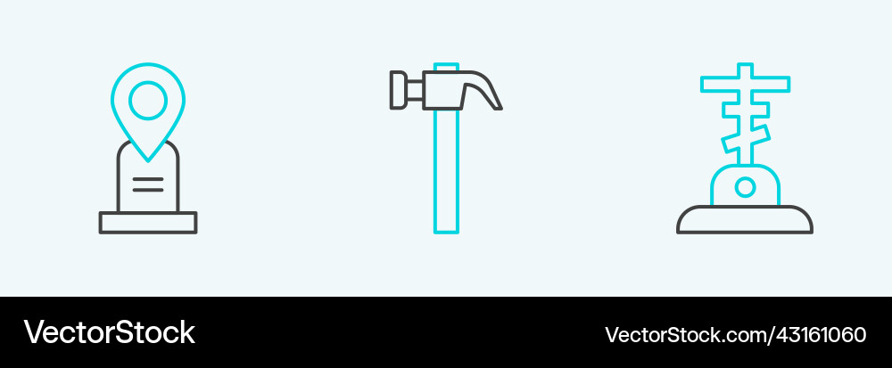 Set line grave with cross location Vector Image