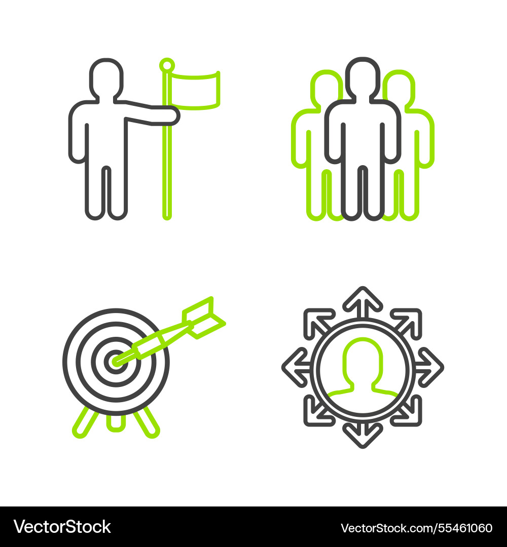 Set line project team base target with arrow Set line project team base target with arrow vector image