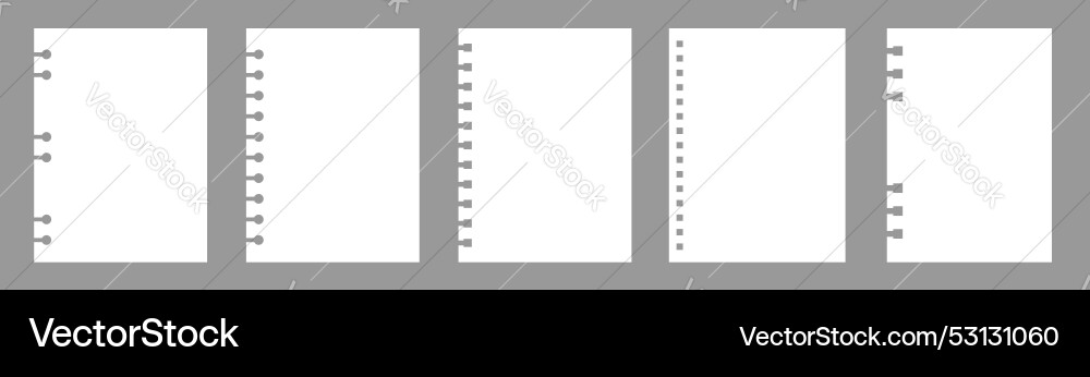 Set of notebook sheets isolated on gray background Set of notebook sheets isolated on gray background vector image