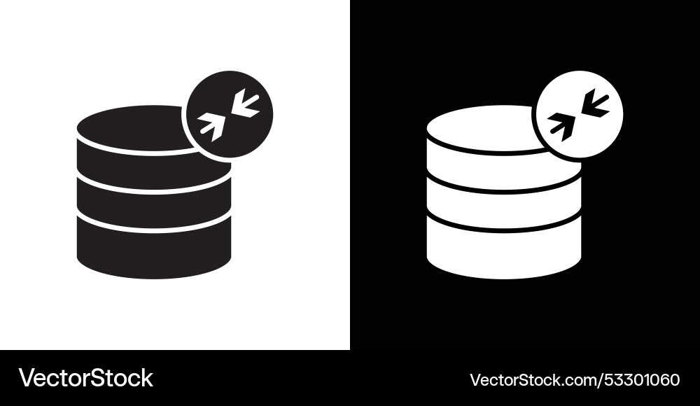 Shrink database icon thin line flat Shrink database icon thin line flat vector image