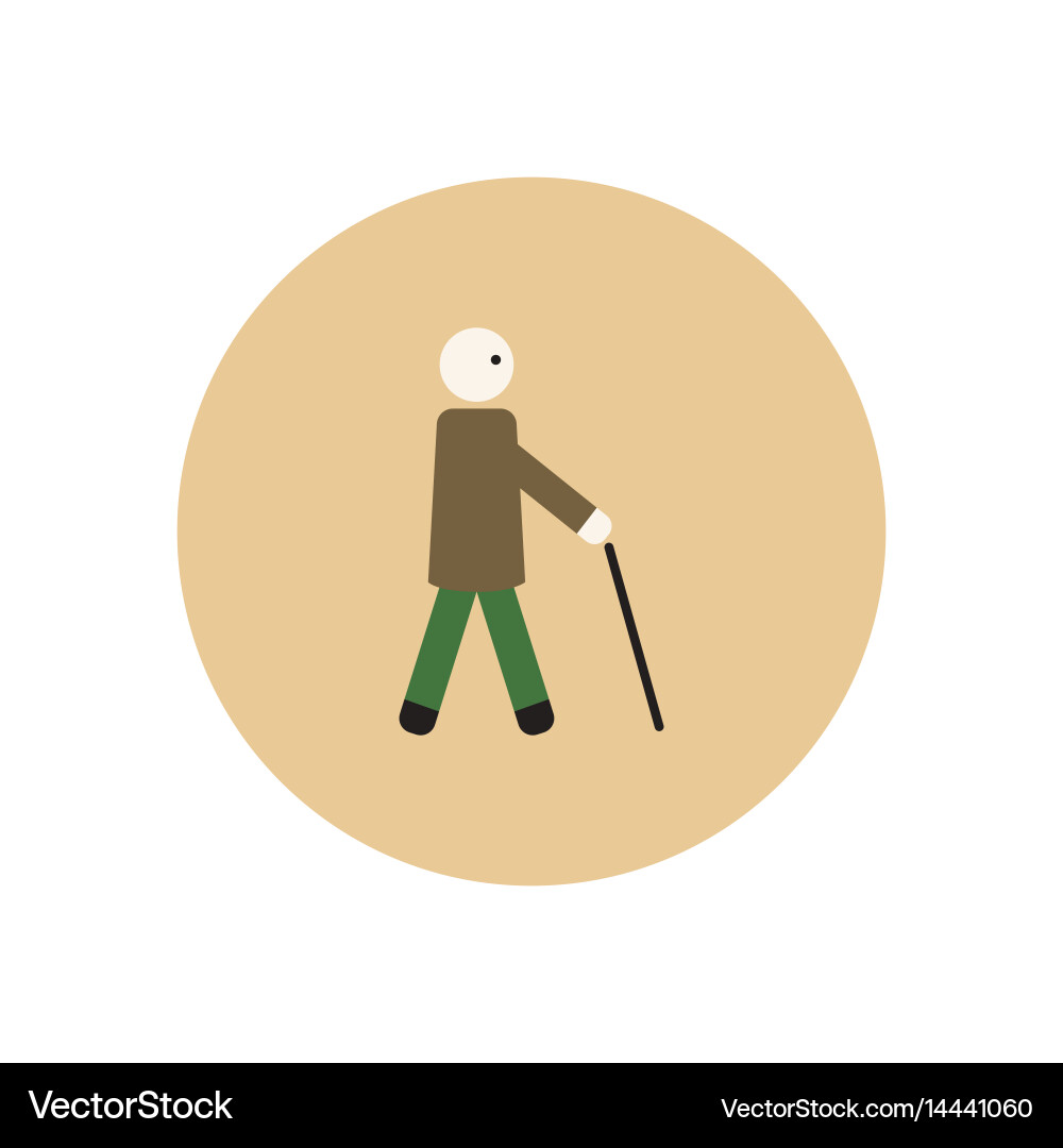 Stylish icon in color circle man with stick Vector Image