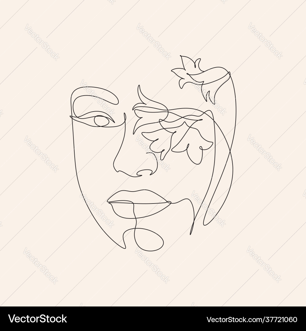 Surreal face continuous line drawing Surreal face continuous line drawing vector image